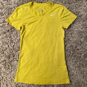 Nike Dri-Fit Yellow Cotton Scoop Neck T-Shirt XS
